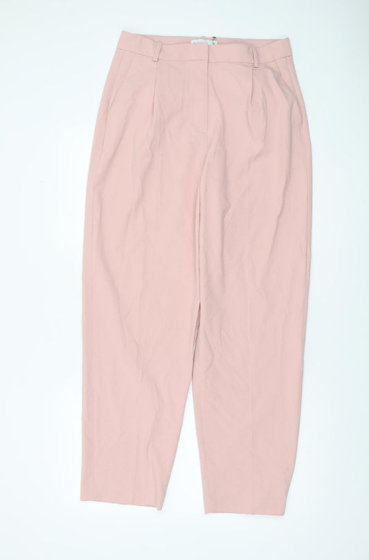 Womens UK Size 12 Warehouse Regular Fit Business Casual Workwear Pink Trousers