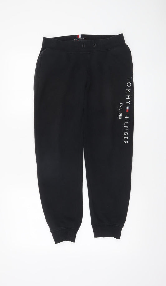 Boys UK Size 164 Tommy Hilfiger Regular Fit Jogger Black Trousers