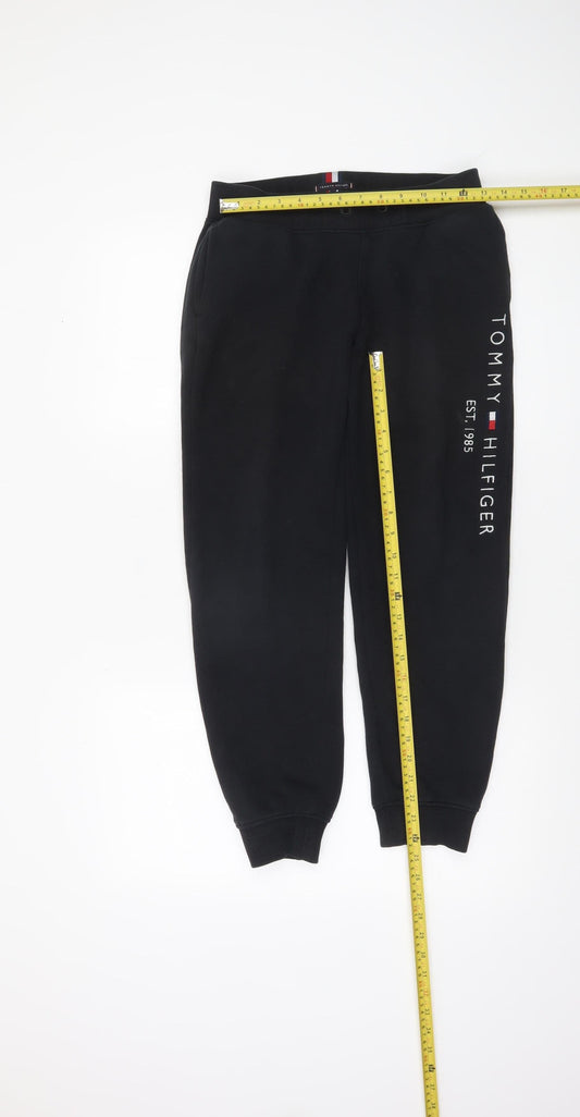 Boys UK Size 164 Tommy Hilfiger Regular Fit Jogger Black Trousers