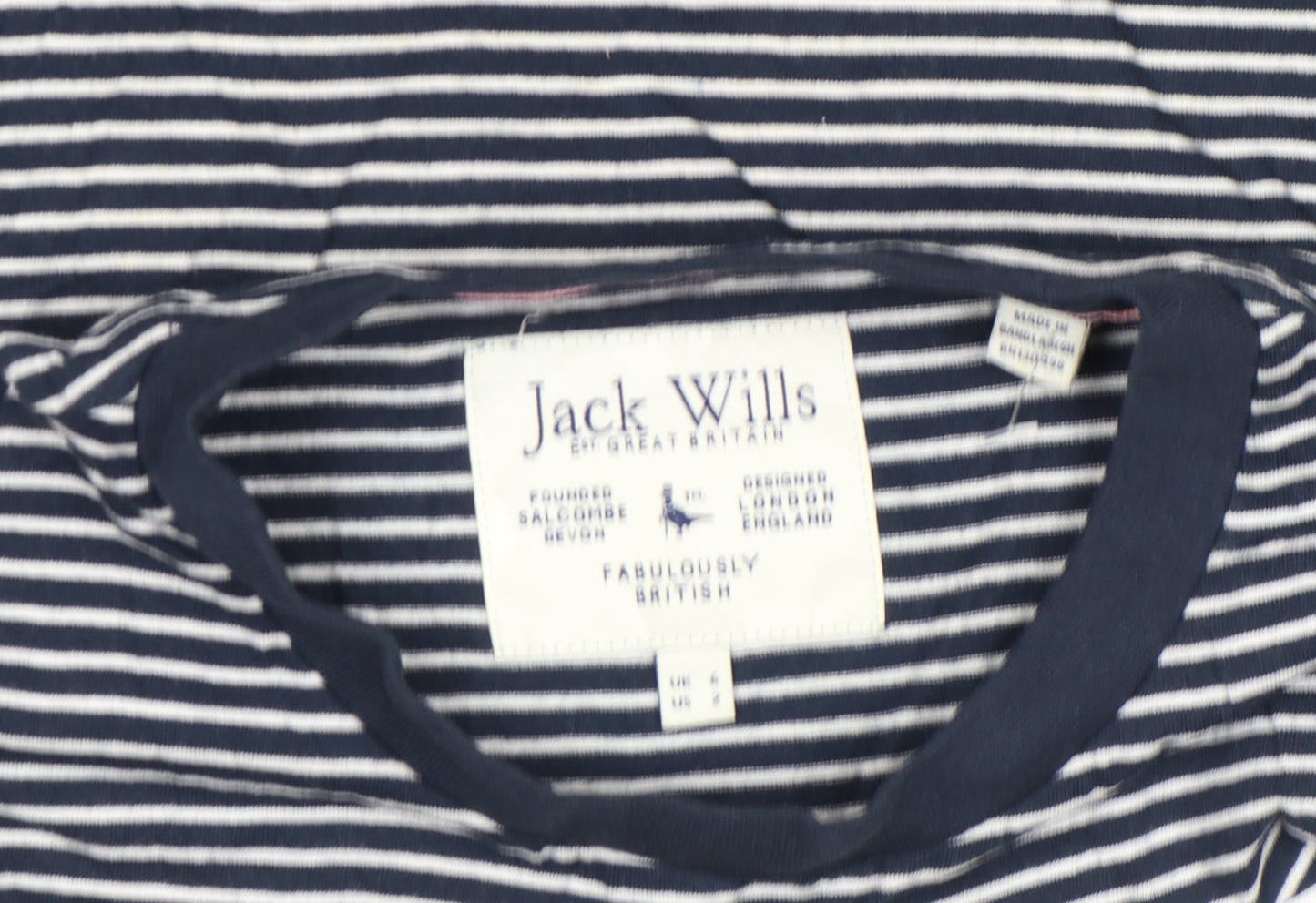 Womens UK Size 6 Jack Wills Blue Cropped T-Shirt