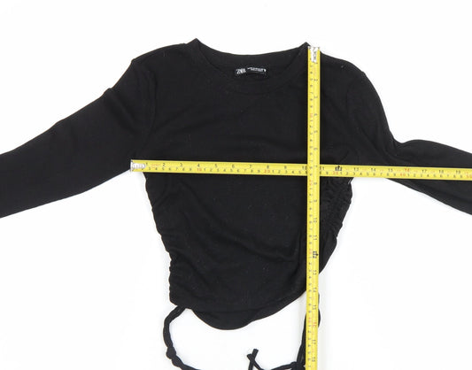 Womens UK Size M Zara Black Cropped T-Shirt