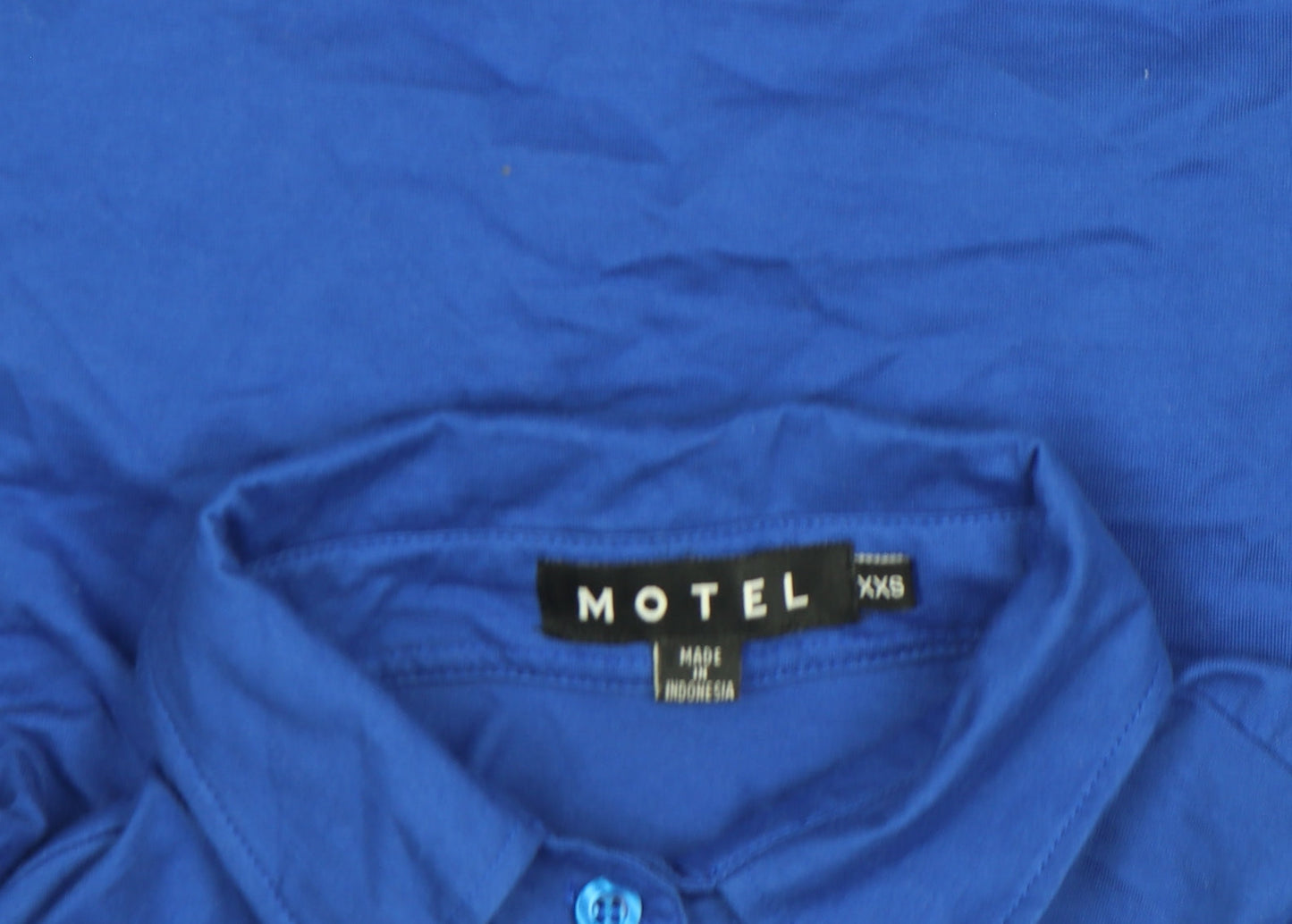 Womens UK Size 2XS Motel Blue Cropped Button-Up