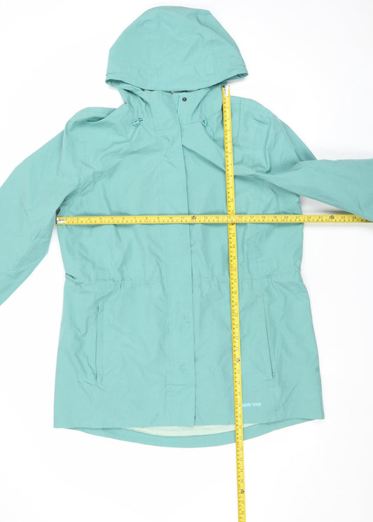 Womens UK Size M Lands' End Green Rain Coat