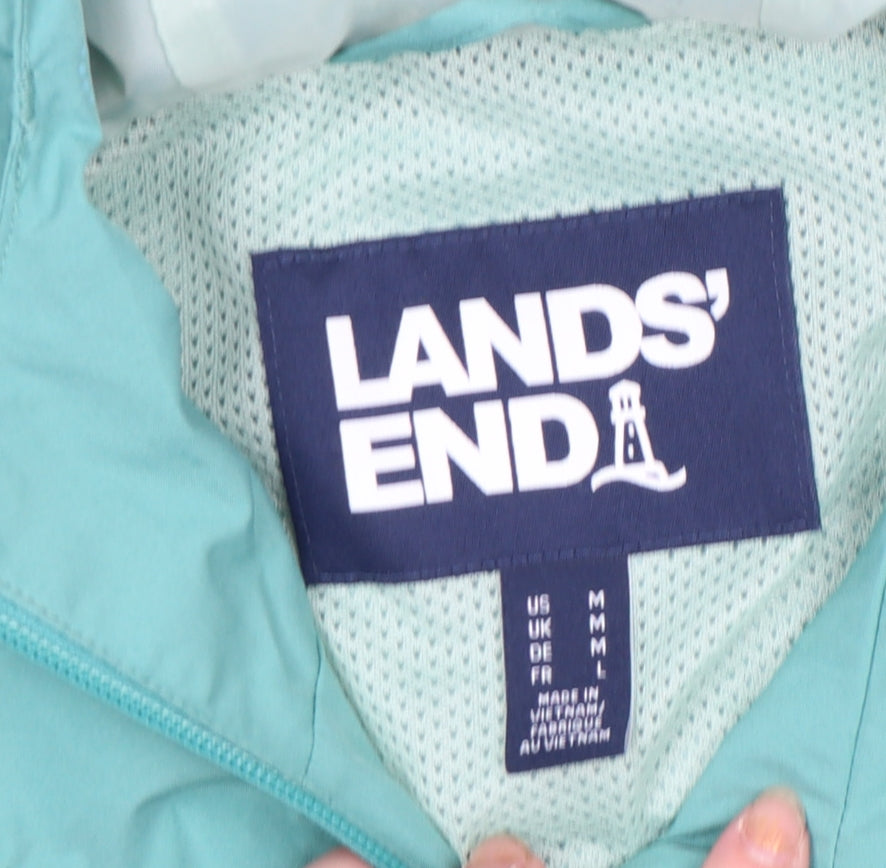 Womens UK Size M Lands' End Green Rain Coat