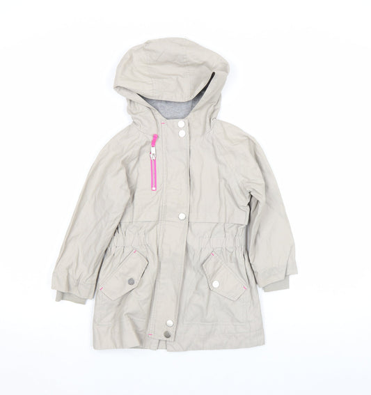 Mint Velvet Girls Beige Hooded Parka Coat 3 Years Lined Lightweight Jacket