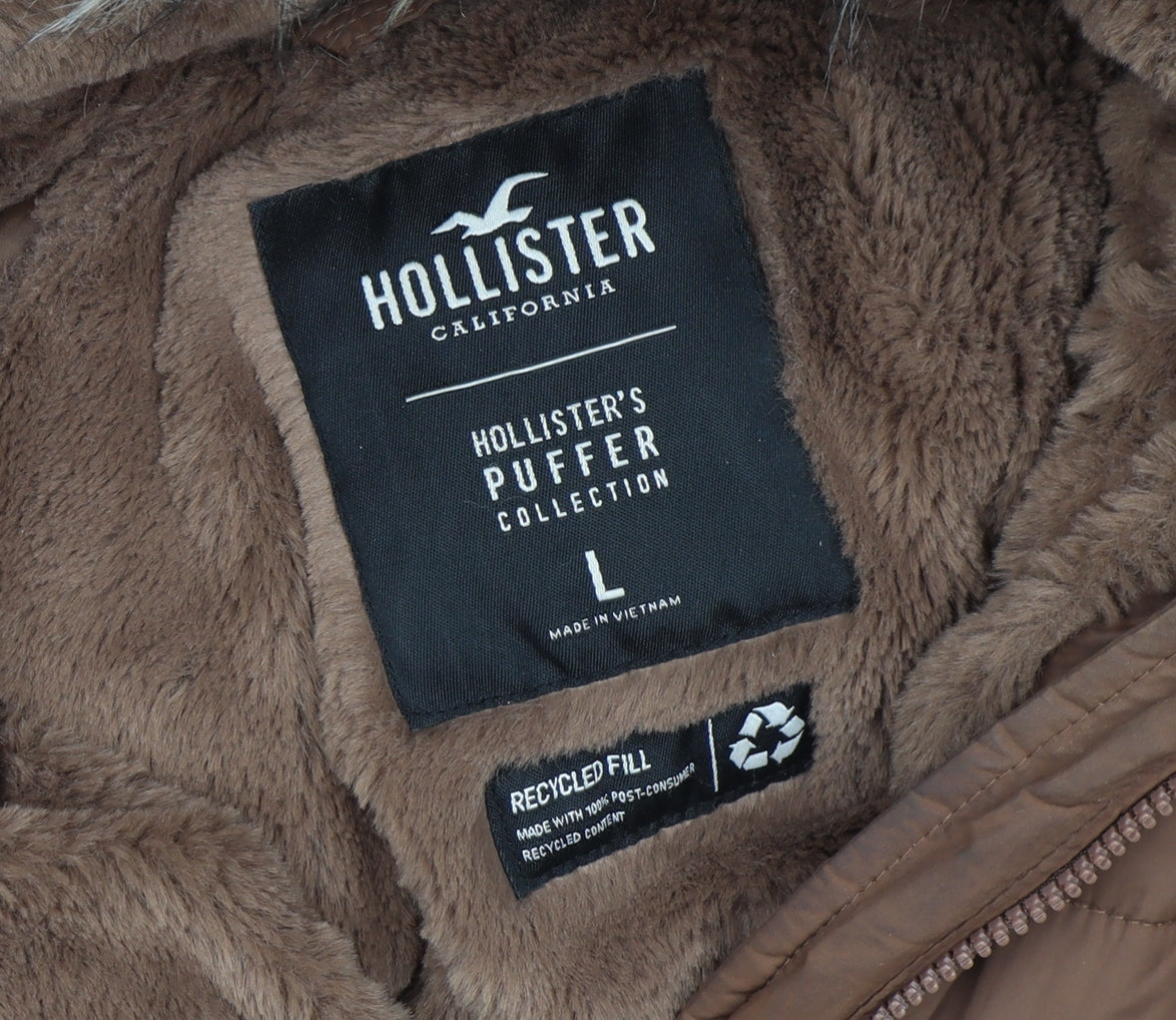 Womens UK Size L Hollister Brown Puffer Jacket