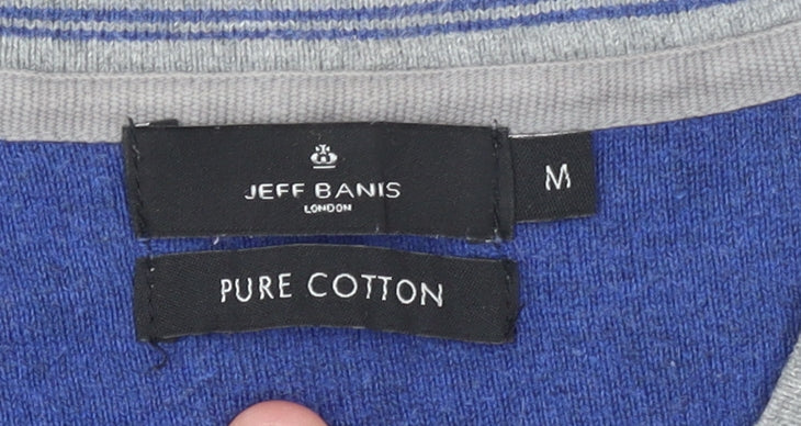 Jeff Banis Men’s Grey Cotton V-Neck Jumper Size M