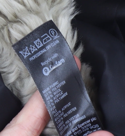 Womens UK Size 12 Marks and Spencer Black Overcoat