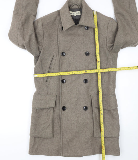 Womens UK Size S Reiss Beige Pea Coat