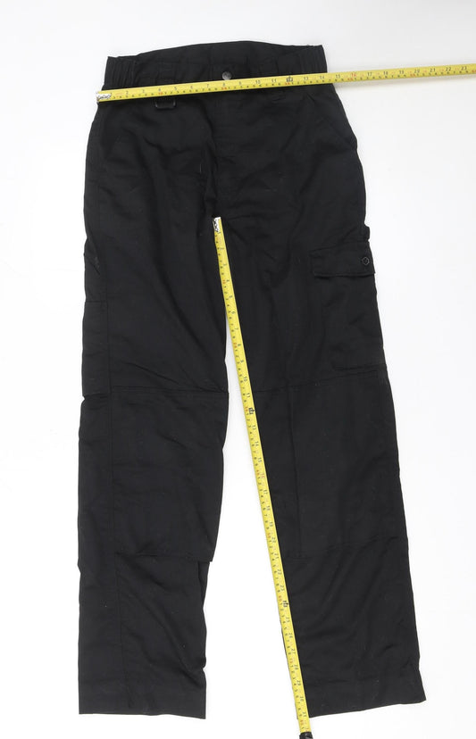 Mens UK Size 28 in Portwest Regular Fit Cargo Black Trousers