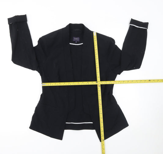 Marks and Spencer Women Black Size 10 Regular Fit Blazer Jacket