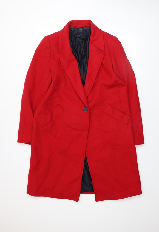Womens UK Size 12 Zara Basic Red Overcoat