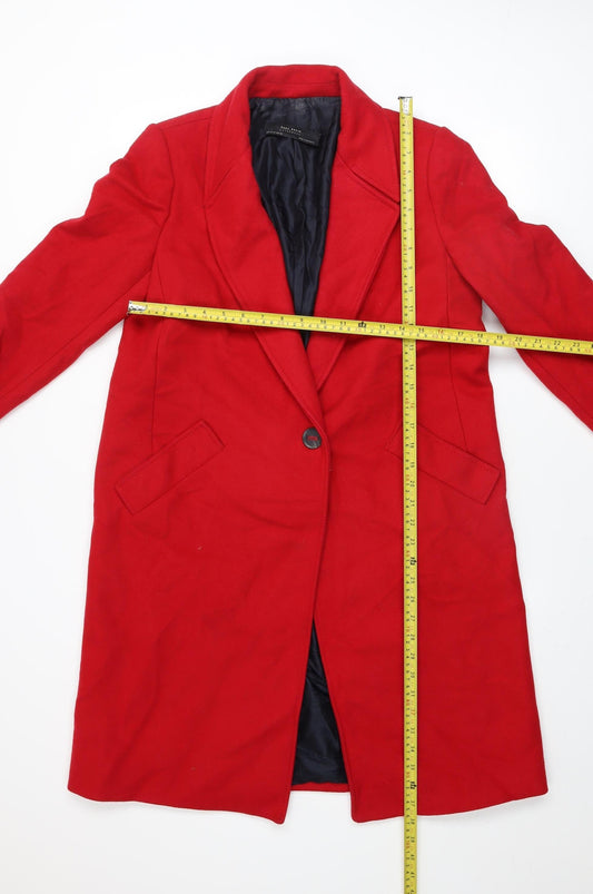 Womens UK Size 12 Zara Basic Red Overcoat