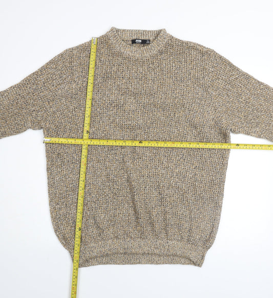 Jacamo Men's Beige Chunky Knit Crew Neck Pullover Jumper 2XL