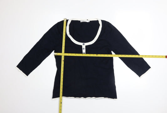 Womens UK Size L M&Co Blue Henley Jumper