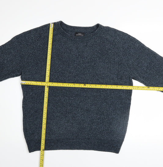Next Men's Blue Acrylic Cotton Crew Neck Chunky Knit Jumper M