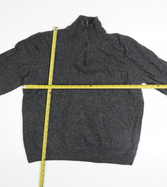 Marks and Spencer Men’s Grey 2XL Wool Half Zip Jumper