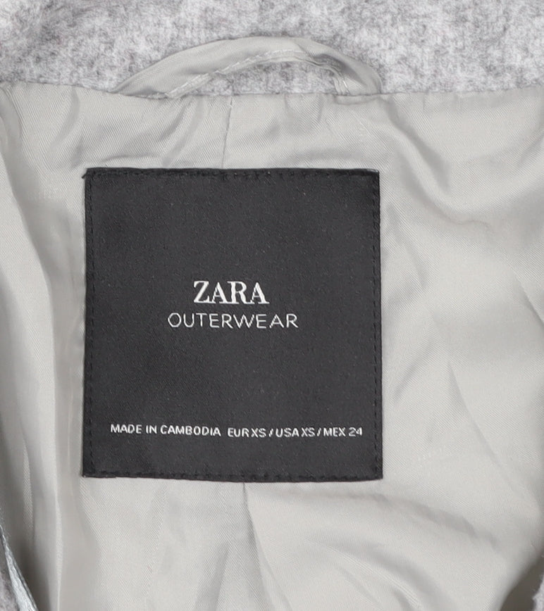 Womens UK Size XS Zara Grey Overcoat