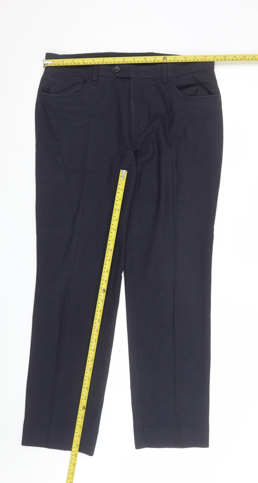 Mens UK Size 34R NEXT Regular Fit Dress Pants Blue Trousers