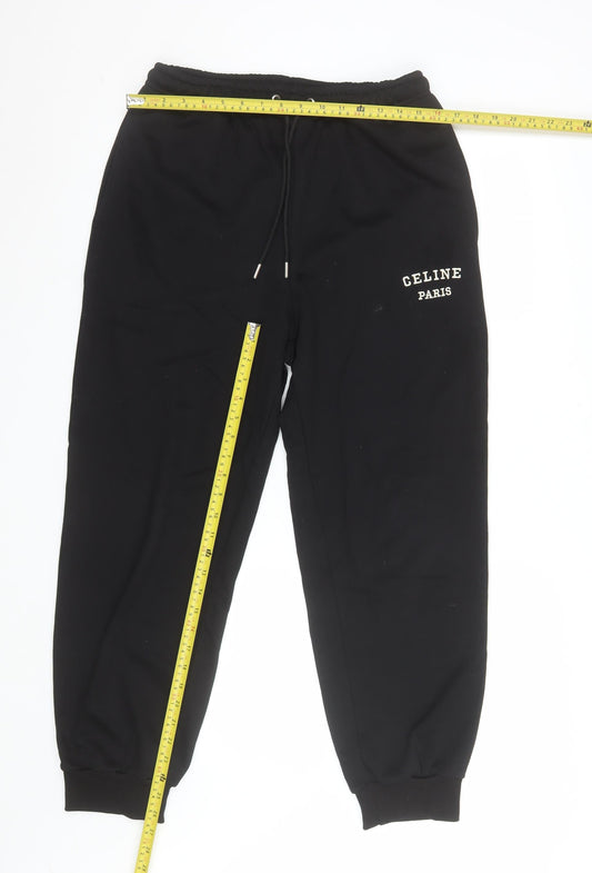 Mens UK Size XL Celine Regular Fit Jogger Black Trousers