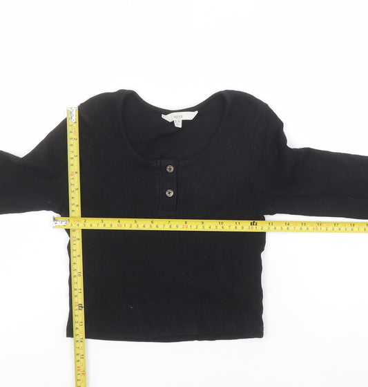 Girls UK Size 9-10 Years Miss E-Vie Black Cropped Pullover T-Shirt