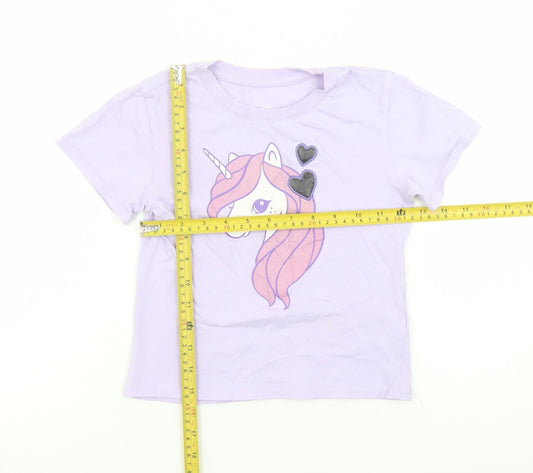 Girls UK Size 4-6 Years H&M Purple Basic T-Shirt