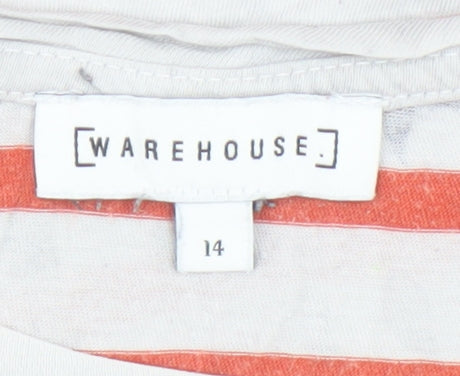 Womens UK Size 14 Warehouse Multicoloured Basic T-Shirt