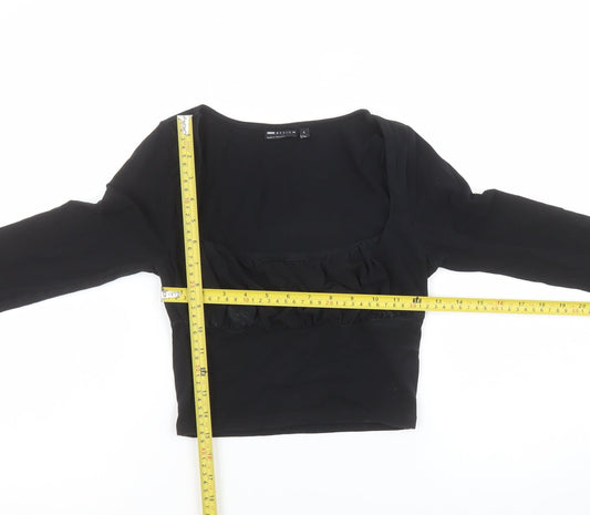 Womens UK Size 8 ASOS DESIGN Black Cropped Blouse