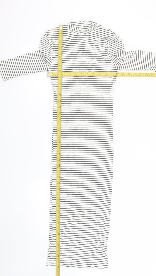 Marks and Spencer Women’s Ivory Striped Bodycon Midi Dress Size 6