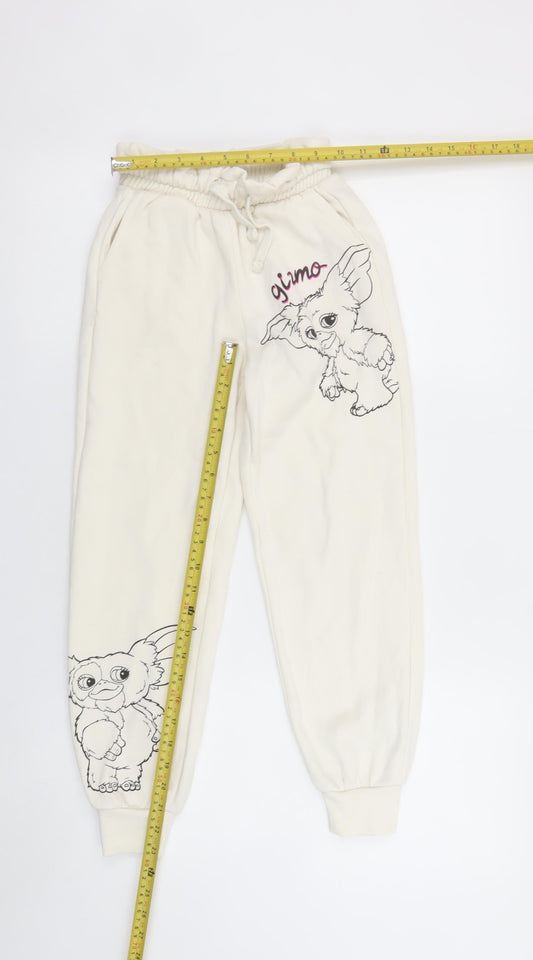 Girls UK Size 134 Gremlins Regular Fit Jogger Ivory Trousers