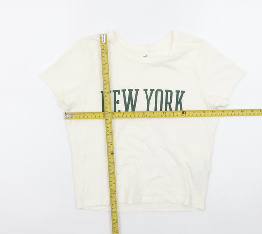 Womens UK Size XS Hollister Ivory Basic T-Shirt