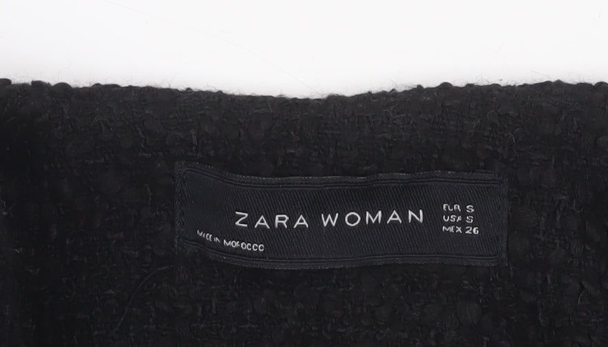 Womens UK Size S Zara Black Biker Coat