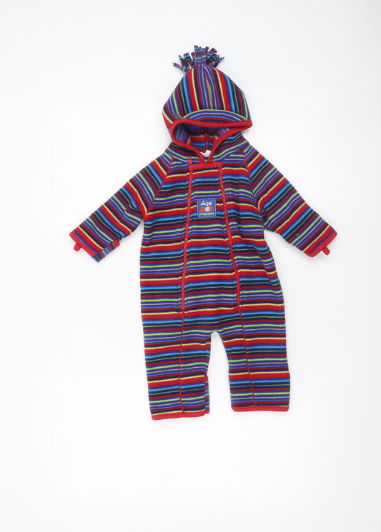 JoJo Maman Bébé Unisex Baby Multicoloured 3-6 Months Hooded Fleece Babygrow