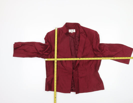 CC Women Burgundy Linen Blend Single-Breasted Blazer Size 14