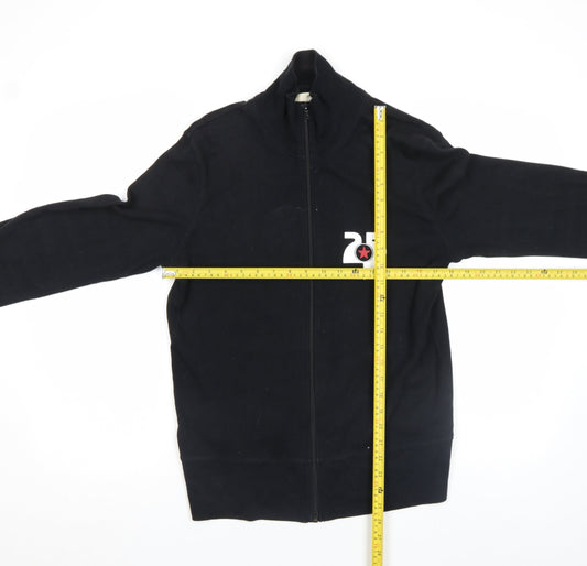 Mens UK Size M Moto Black Full Zip Sweatshirt