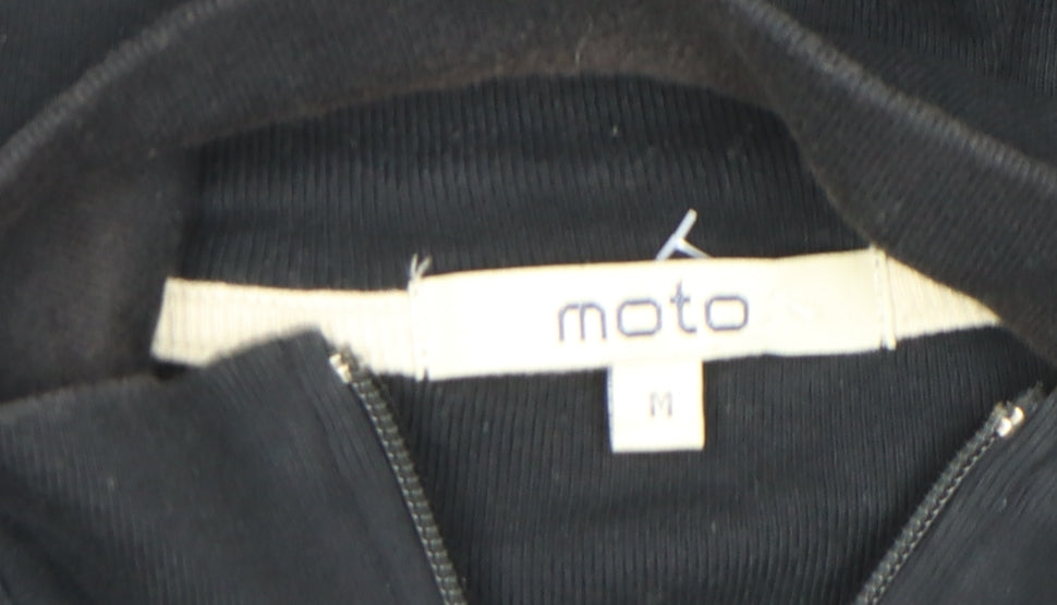 Mens UK Size M Moto Black Full Zip Sweatshirt