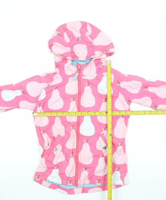 Mini Boden Girls Pink Pear Print Hooded Rain Coat 7-8 Years Cotton