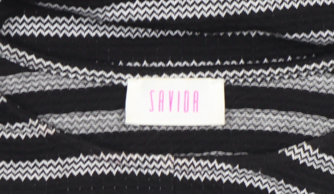 Womens UK Size XS Savida Black Tunic Blouse