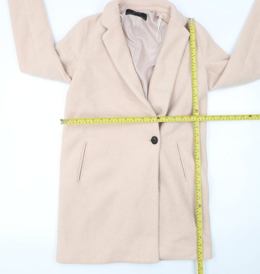 Womens UK Size XS Zara Basic Beige Overcoat
