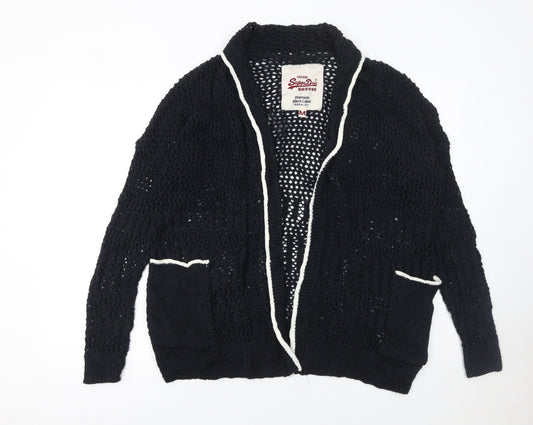 Womens UK Size M Superdry Black Cardigan Jumper