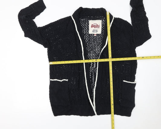 Womens UK Size M Superdry Black Cardigan Jumper