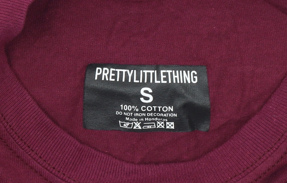 Womens UK Size S PRETTYLITTLETHING Red Basic T-Shirt