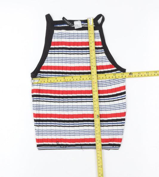 Womens UK Size XS Divided Multicoloured Cropped Tank