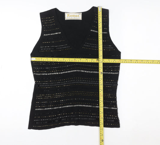 Womens UK Size S Roman Originals Black Basic Tank