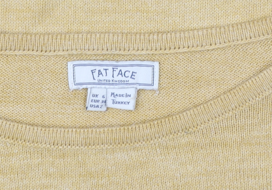 Womens UK Size 6 Fat Face Yellow Pullover Sweatshirt
