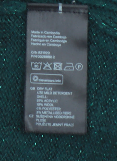 Womens UK Size 12 H&M Green Pullover Jumper
