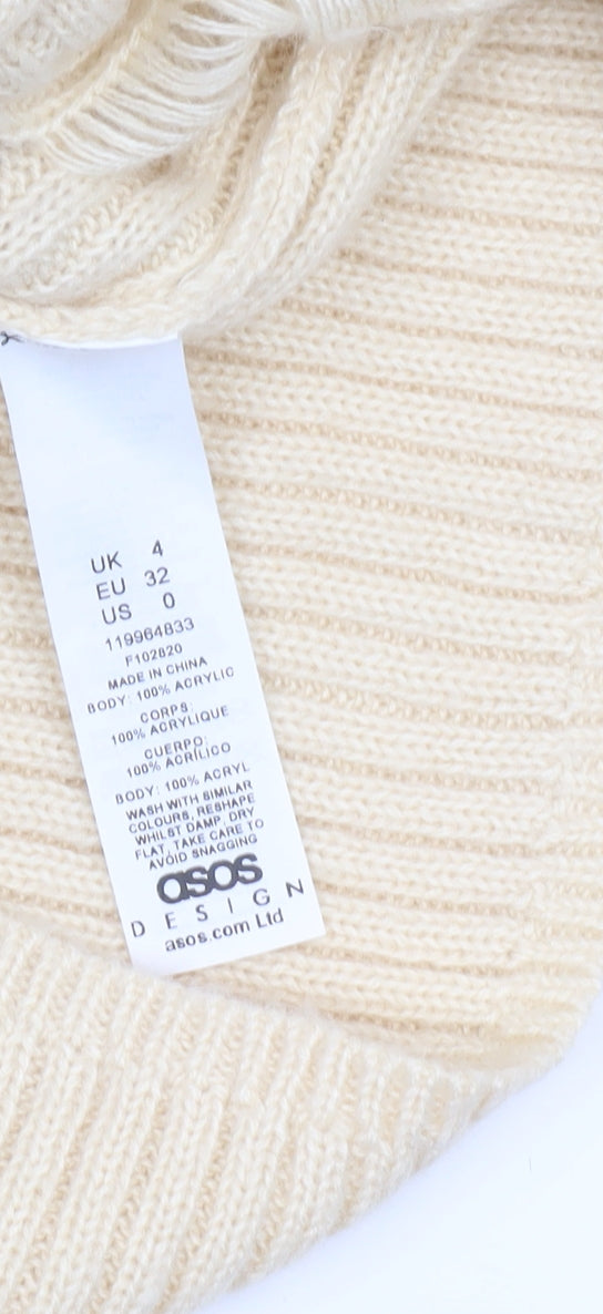 Womens UK Size 4 ASOS DESIGN Beige Pullover Jumper