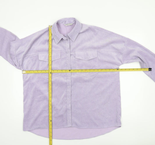 Womens UK Size 12 Stradivarius Purple Basic Button-Up