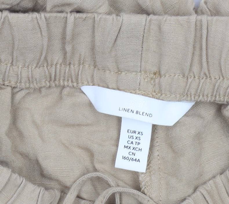 Womens UK Size XS H&M Relaxed Fit Casual Travel Beige Trousers