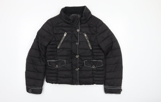 Womens UK Size 12 Zara Black Puffer Jacket